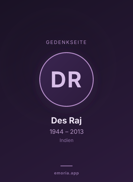 Gedenkportrait von Des Raj