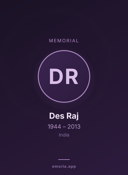Memorial portrait of Des Raj