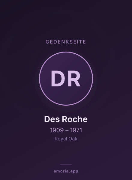 Gedenkportrait von Des Roche