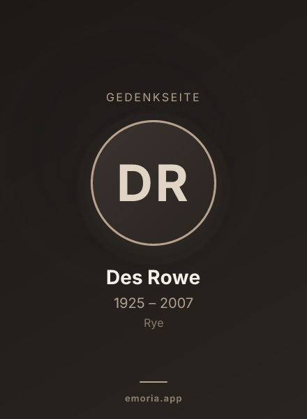 Gedenkportrait von Des Rowe