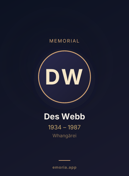 Memorial portrait of Des Webb