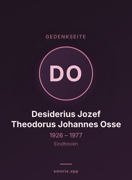 Gedenkportrait von Desiderius Jozef Theodorus Johannes Osse