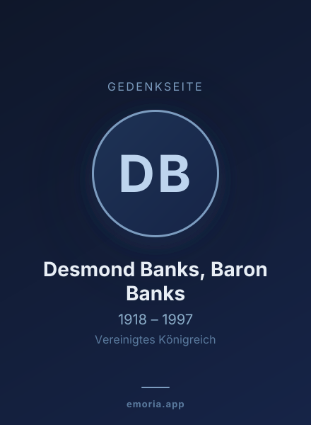 Gedenkportrait von Desmond Banks, Baron Banks