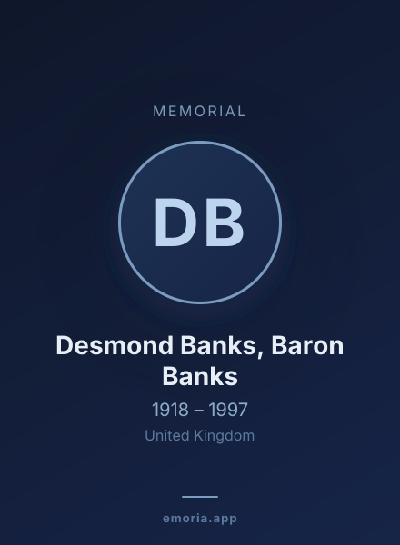 Memorial portrait of Desmond Banks, Baron Banks
