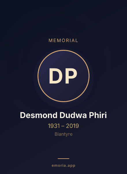 Memorial portrait of Desmond Dudwa Phiri