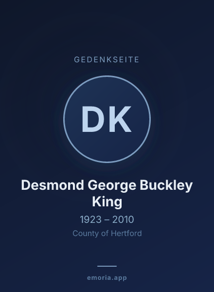 Gedenkportrait von Desmond George Buckley King