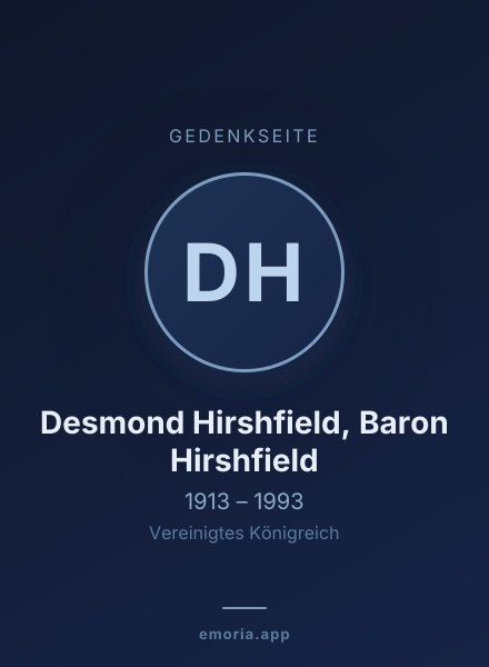 Gedenkportrait von Desmond Hirshfield, Baron Hirshfield