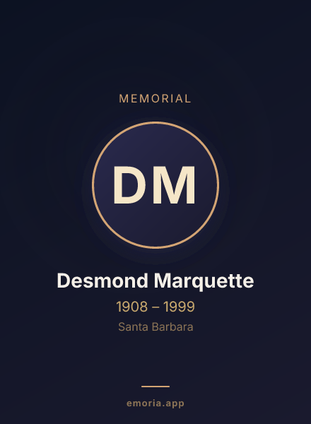 Memorial portrait of Desmond Marquette