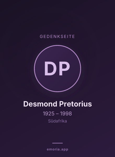 Gedenkportrait von Desmond Pretorius