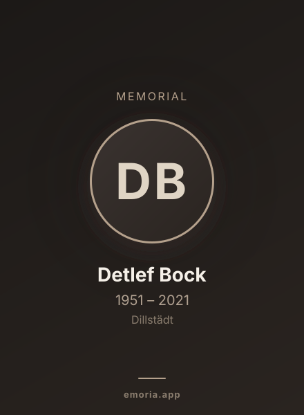 Memorial portrait of Detlef Bock