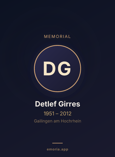 Memorial portrait of Detlef Girres