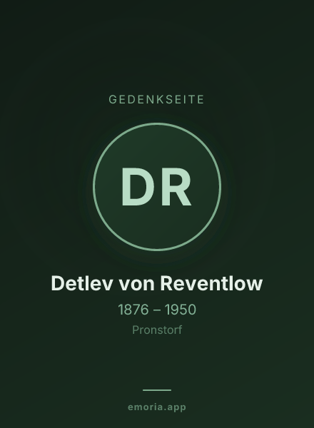 Gedenkportrait von Detlev von Reventlow