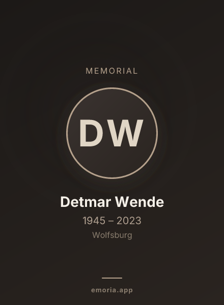 Memorial portrait of Detmar Wende