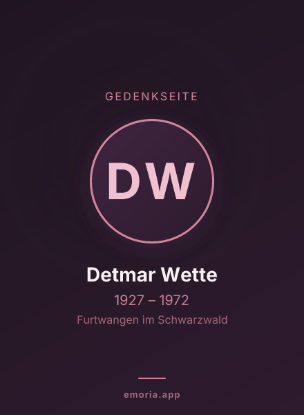 Gedenkportrait von Detmar Wette