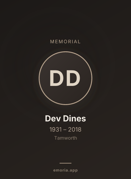 Memorial portrait of Dev Dines