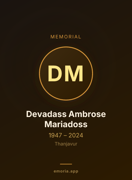 Memorial portrait of Devadass Ambrose Mariadoss