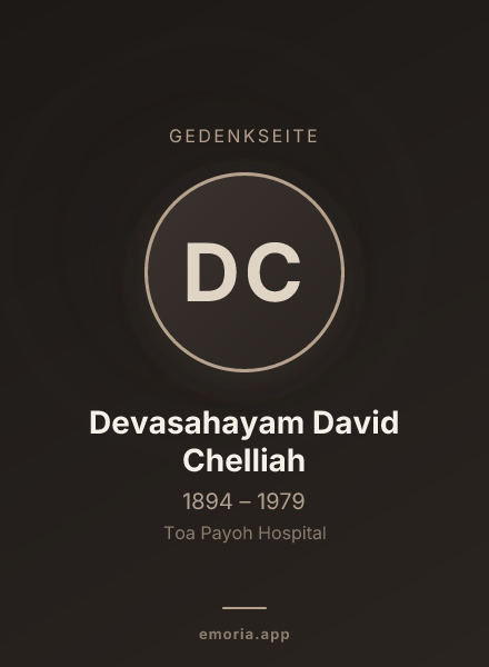 Gedenkportrait von Devasahayam David Chelliah
