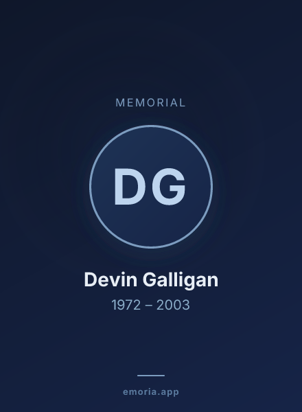 Memorial portrait of Devin Galligan