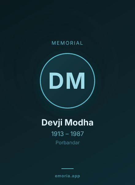 Memorial portrait of Devji Modha