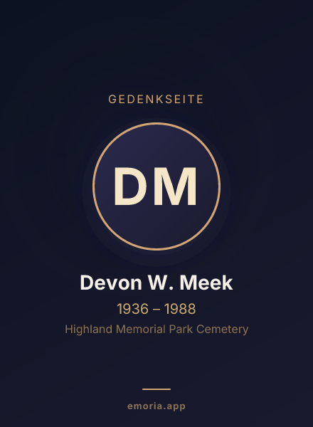 Gedenkportrait von Devon W. Meek