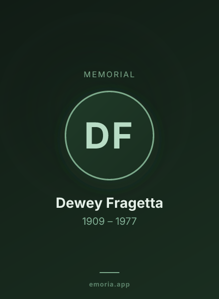 Memorial portrait of Dewey Fragetta