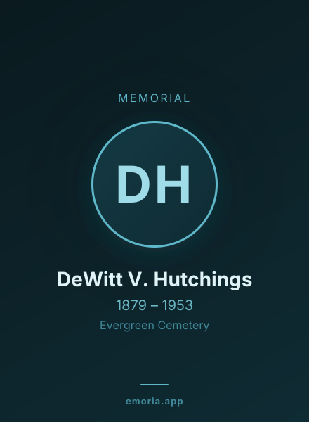 Memorial portrait of DeWitt V. Hutchings