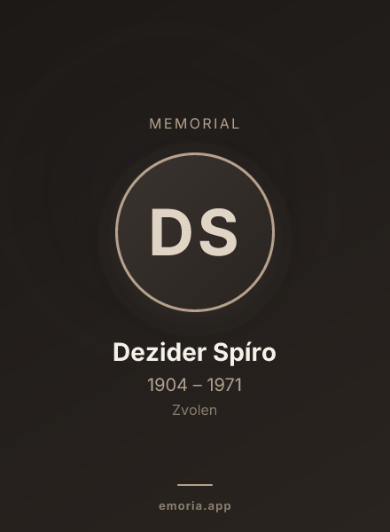 Memorial portrait of Dezider Spíro