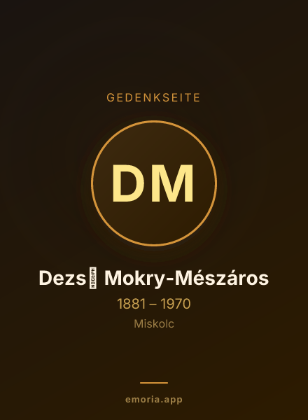 Gedenkportrait von Dezső Mokry-Mészáros