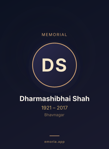 Memorial portrait of Dharmashibhai Shah
