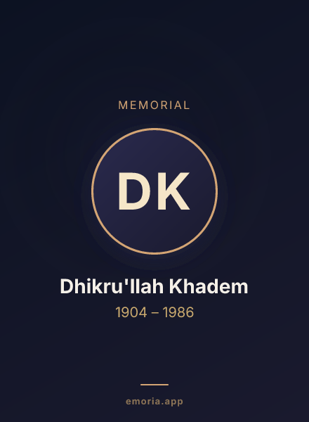 Memorial portrait of Dhikru'llah Khadem