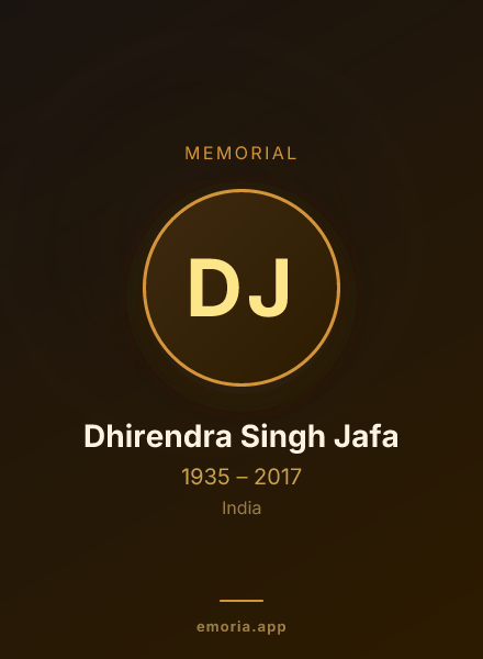 Memorial portrait of Dhirendra Singh Jafa