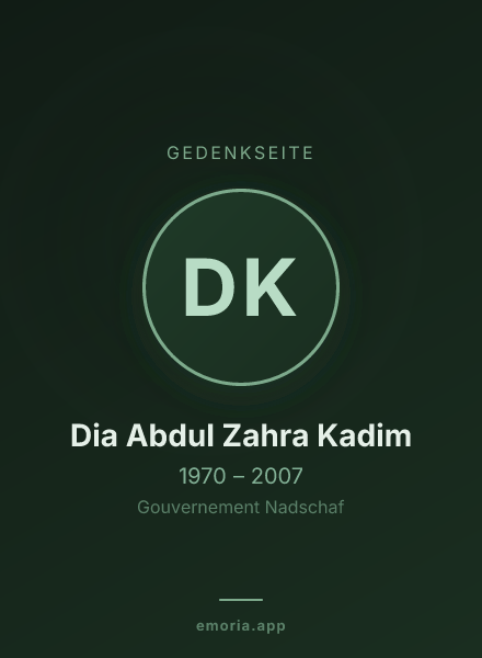 Gedenkportrait von Dia Abdul Zahra Kadim
