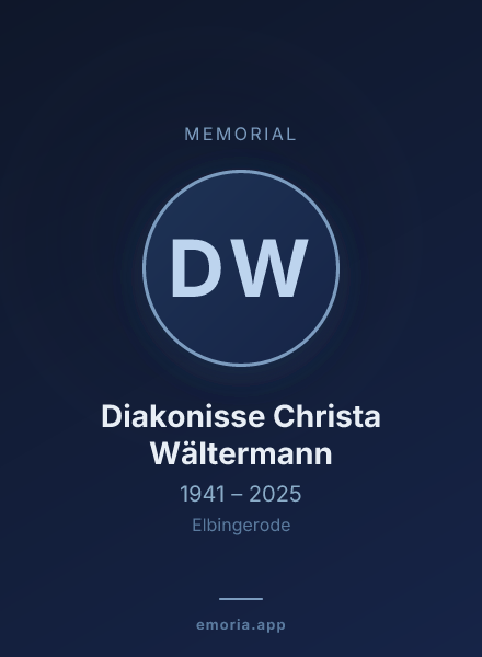 Memorial portrait of Diakonisse Christa Wältermann