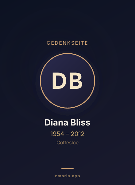 Gedenkportrait von Diana Bliss