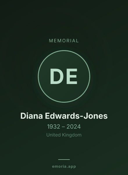 Memorial portrait of Diana Edwards-Jones