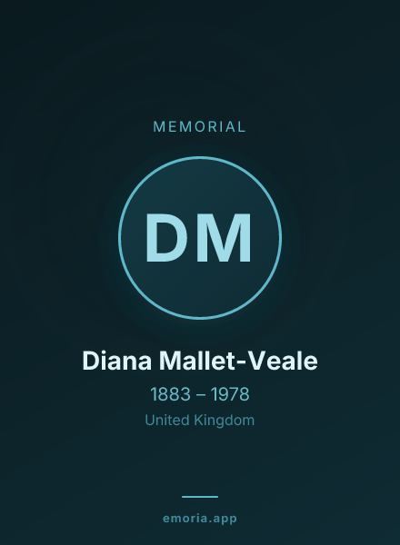 Memorial portrait of Diana Mallet-Veale