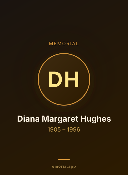 Memorial portrait of Diana Margaret Hughes