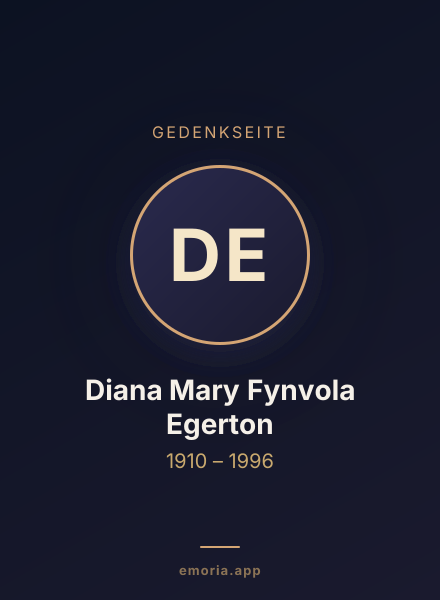 Gedenkportrait von Diana Mary Fynvola Egerton
