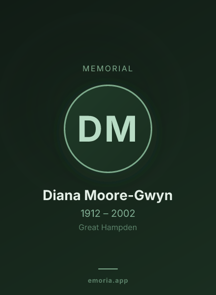 Memorial portrait of Diana Moore-Gwyn