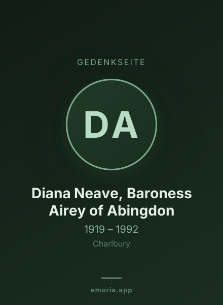 Gedenkportrait von Diana Neave, Baroness Airey of Abingdon