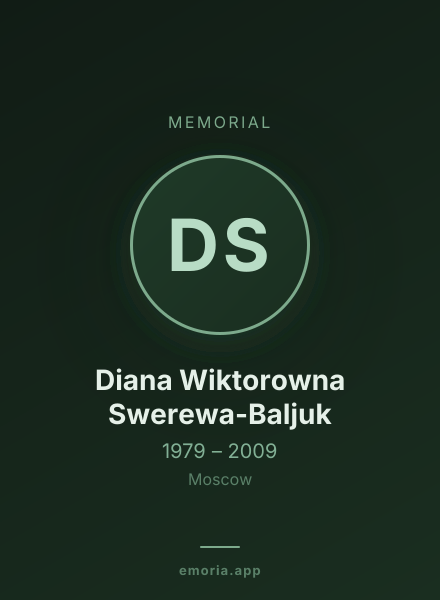 Memorial portrait of Diana Wiktorowna Swerewa-Baljuk