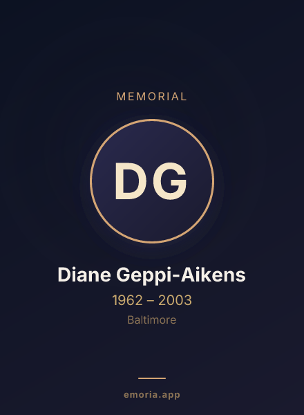 Memorial portrait of Diane Geppi-Aikens