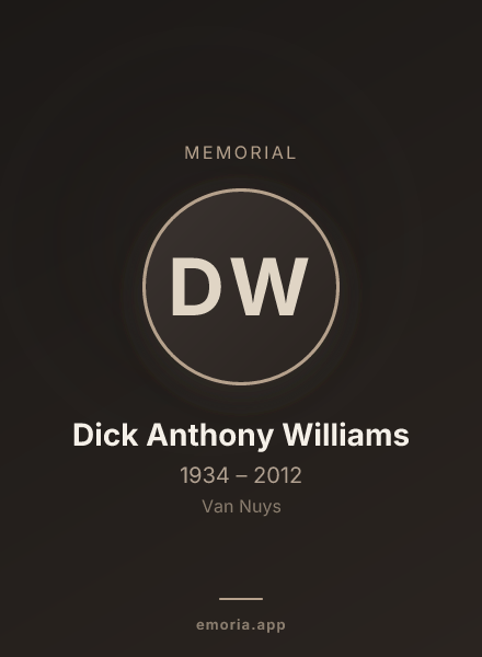 Memorial portrait of Dick Anthony Williams