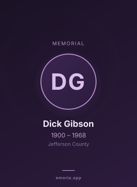 Memorial portrait of Dick Gibson