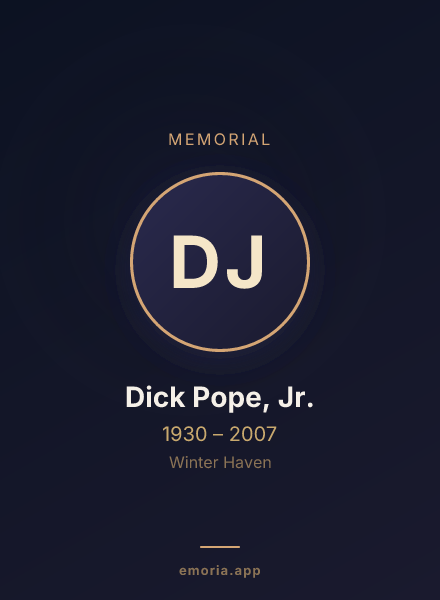 Memorial portrait of Dick Pope, Jr.