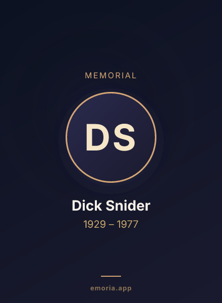 Memorial portrait of Dick Snider