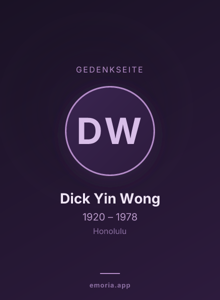 Gedenkportrait von Dick Yin Wong