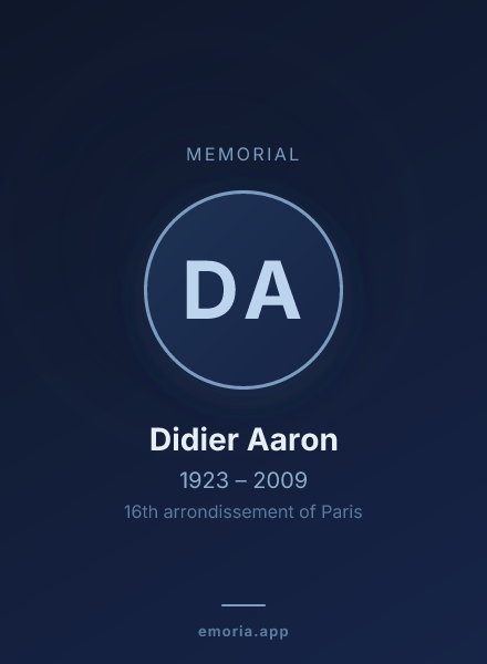 Memorial portrait of Didier Aaron