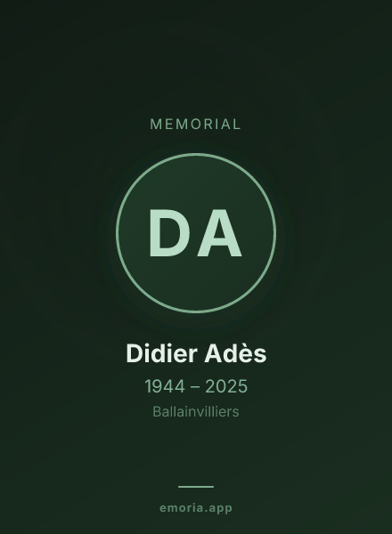 Memorial portrait of Didier Adès