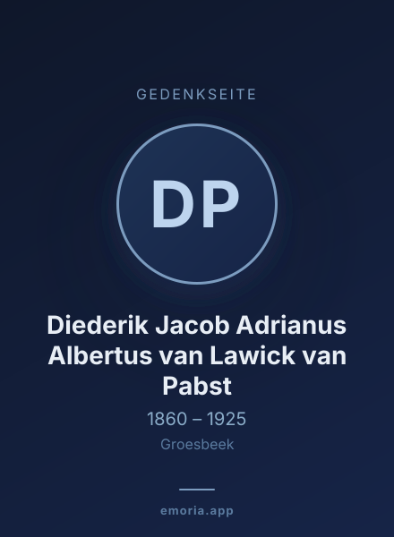 Gedenkportrait von Diederik Jacob Adrianus Albertus van Lawick van Pabst